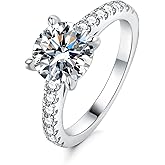 Ctarlitu Solitaire Moissanite Engagement Rings 925 Sterling Silver 1CT Halo Promise Rings D Color VVS1 Lab Created Wedding Bands Moissanite Ring For Women