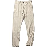 Men's Cotton Linen Business Straight Leg Pants Lightweight Breathable Summer Cotton Pants