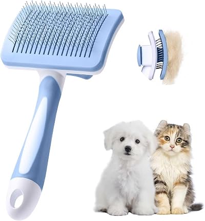 Vinabo Self-Cleaning Pet Brush for Dogs and Cats Blue