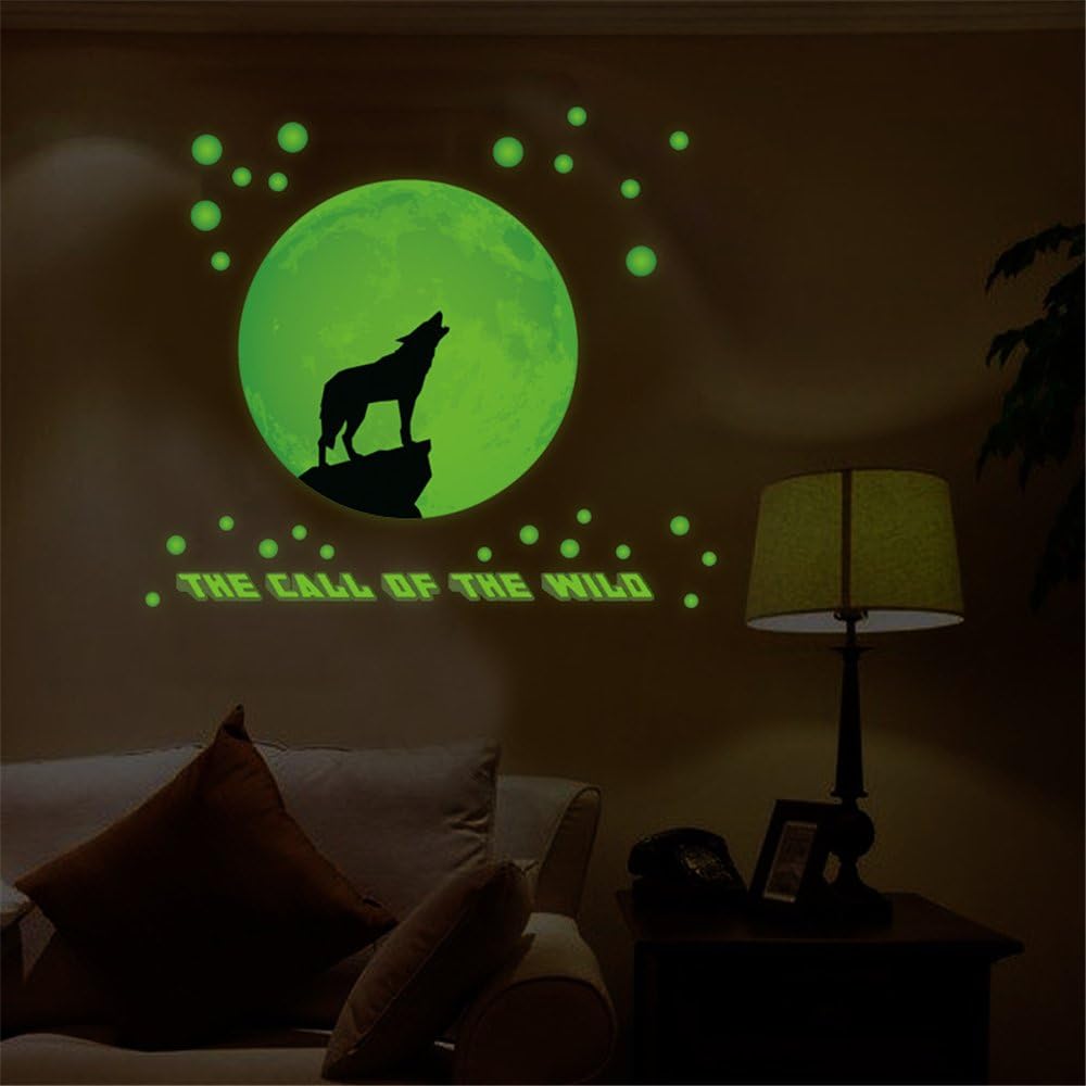 Wolf Glow at Night Home Living Bedroom Decor Removable Wall Stickers Decal Decoration Vinyl Murals Wallpaper