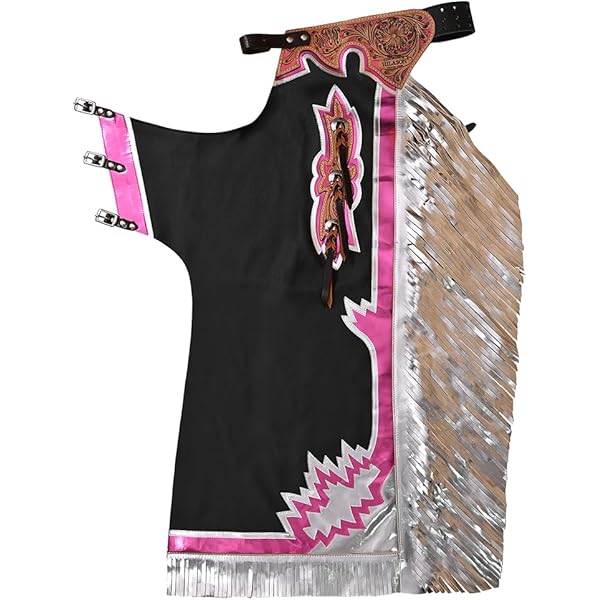 Chaps Rodéo HILASON En Cuir - Taille 38 Pouces - Noir Et Argent - Unisexe