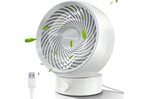 SmartDevil USB Desk Fan, Small Personal Desktop Table Fan with Strong Wind, Quiet Operation Portable Mini Fan for Home Office Bedroom Table and Desktop (White), 5.23 Inch