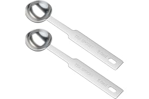 LEIFENY 2PCS 1 Tsp(1/3 tbsp | 5 ml |5 cc| 1/6 oz) Single Measuring Spoon, Stainless Steel Individual Spoons, Long Handle Measuring Spoons Only
