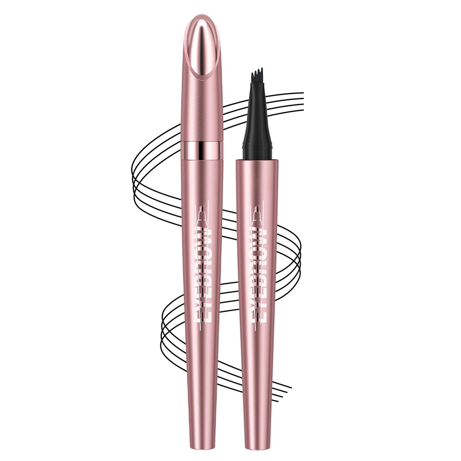 Weixinbuy Microblading Eyebrow Pen - Long-lasting, 4D Four-Tip Waterproof Eyebrow Pencil, Liquid Eye Brow Pencil - Smudgeproof, Easy to Use for Fine Natural Strokes (Black)
