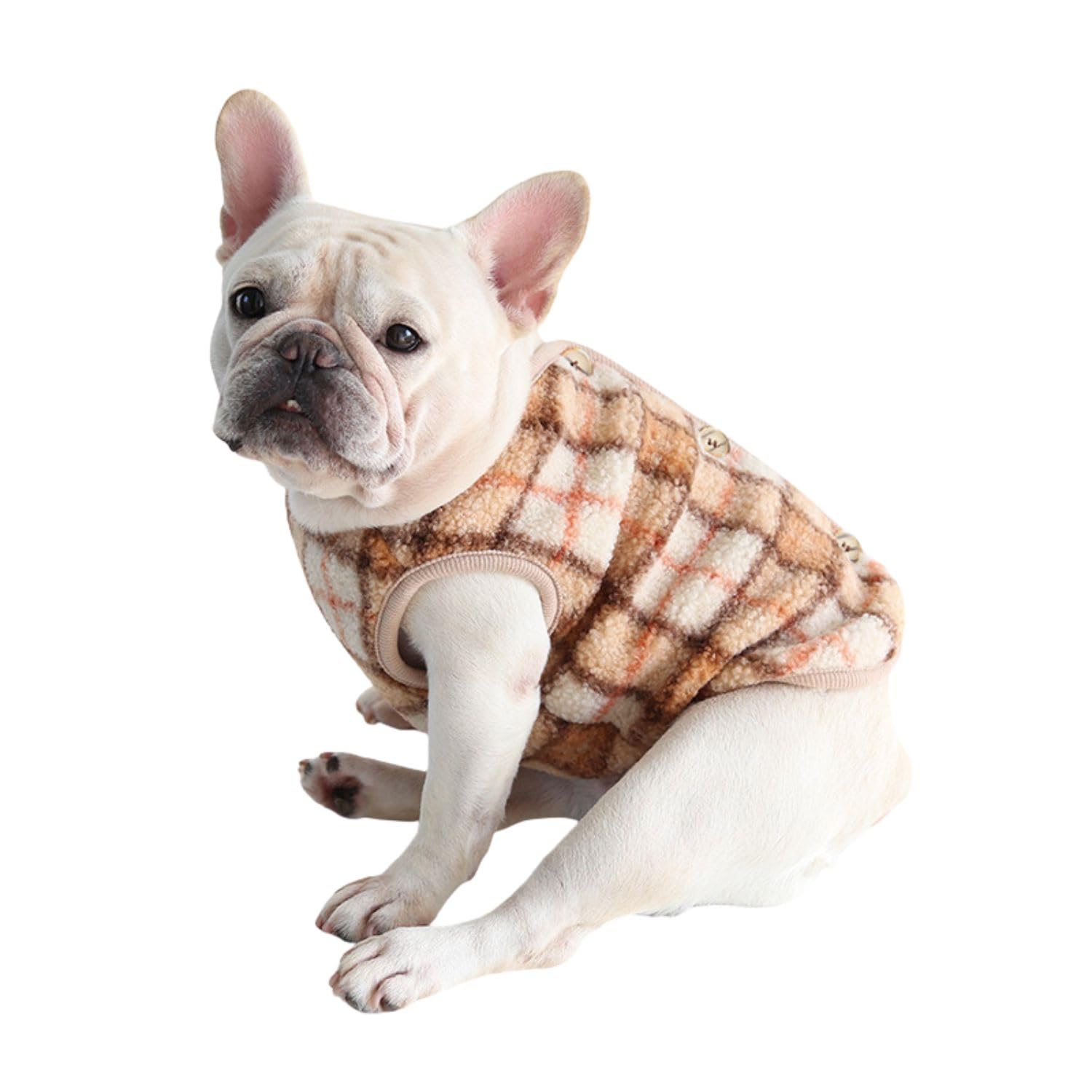 BT Bear Fat Dog Clothes,Dog Big Chest Polar Fleece Pet Winter Warm Coat Jacket for Cats Small Dogs Medium Dogs Pug French Bulldog (S,Orange)