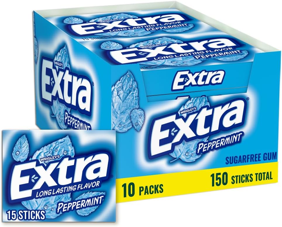 Extra Peppermint Sugarfree Gum Box of 10 x 15 Stick Packs