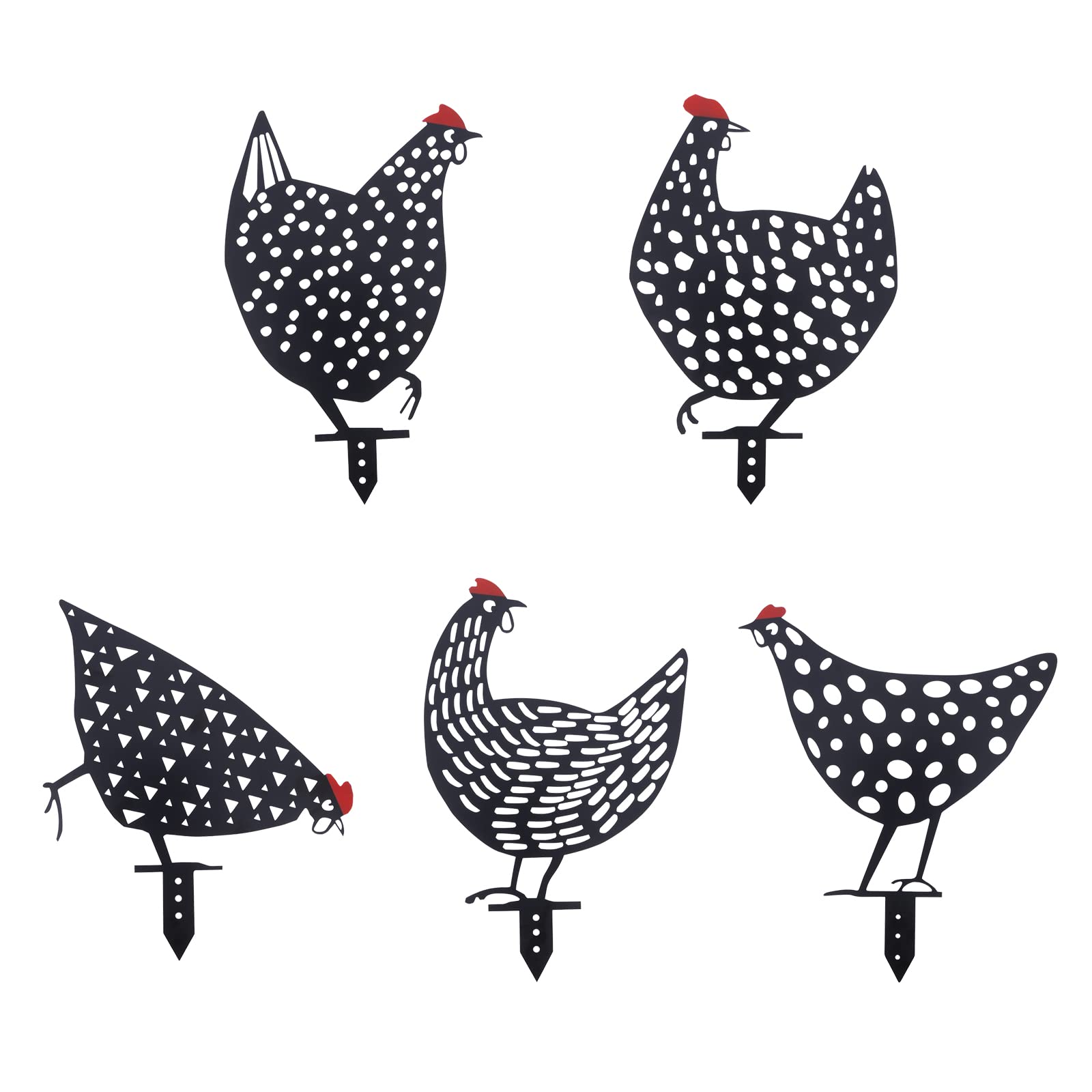 Photo 1 of AOZITA 5 PCS 13 inch Metal Chicken Yard Art Garden Decorative Stake Hollow Out Rooster Animals Silhouette Statue Decor, Pathway, Floor, Garden, Lawn, Outdoor Decoration