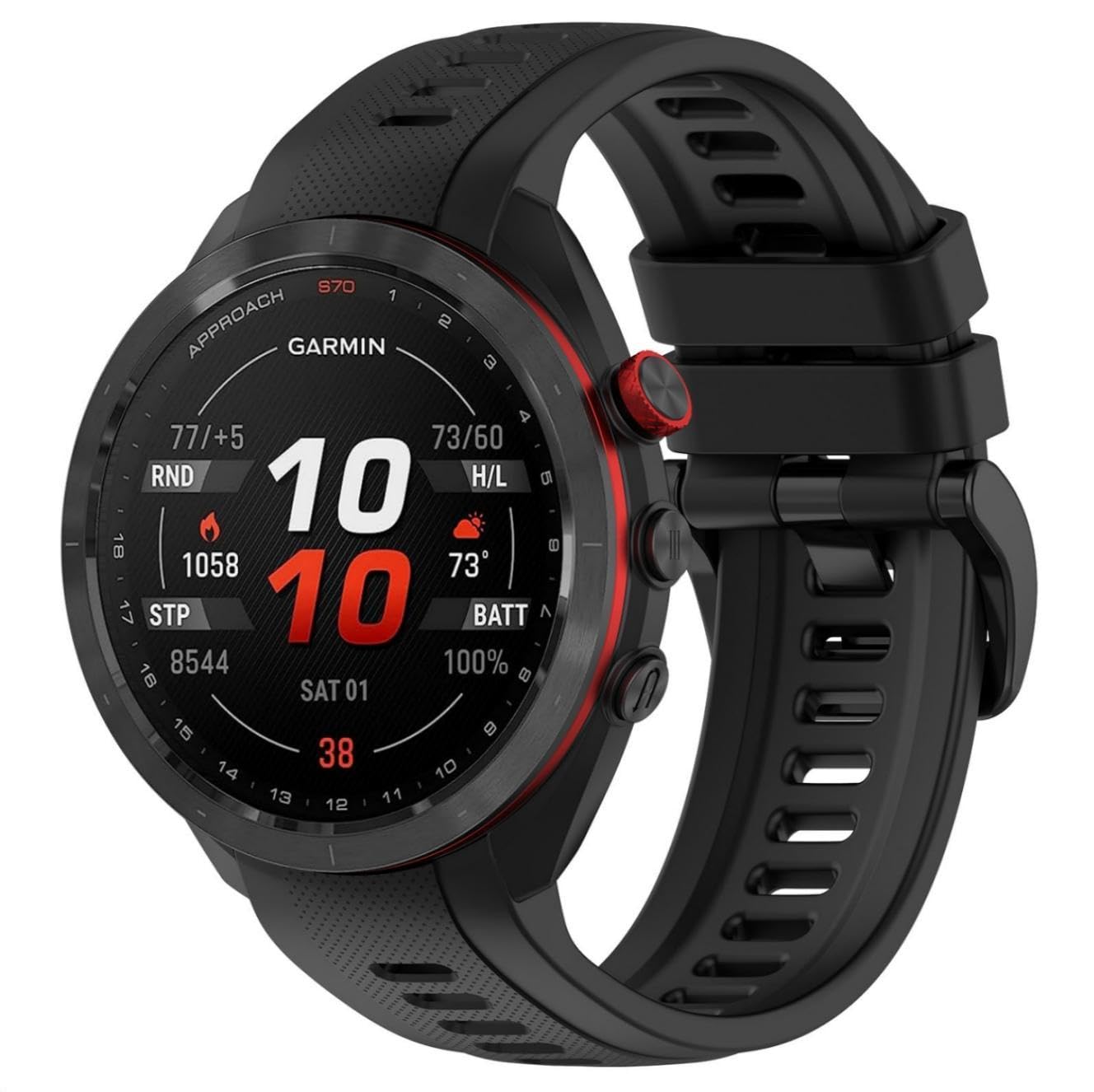 GIOPUEY Strap Compatible with Garmin Approach S70 42mm, Soft silicone Watch Strap, Strap Replacement [Wear-resistant] [breathable] - Black