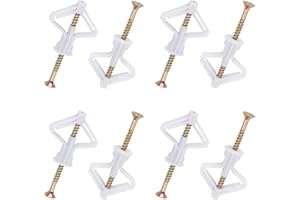 UBRAND Drywall Anchors Kit with Screws - 100 Pcs Drywall and Hollow-Wall Anchor Assortment Kit, Self-Drilling Hollow Wall Anchor, Nylon - Plastic Wall Anchor Hooks and Hollow-Door Toggle Anchor (White)