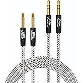 CableCreation 2-Pack 3.5mm Stereo Audio Cable 10FT/3m, Slim and Soft Aux Cable with Gold Plated Connector, Male to Male for S