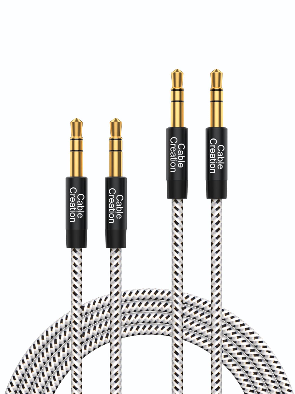 Photo 1 of CableCreation 2-Pack Aux Cord 1.5FT/0.45M, 3.5mm Male to Male Stereo Audio Cable for Headphones, Smartphones, Echo-Dot, Home/Car Stereos, Laptops, Speaker & More