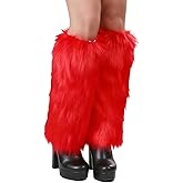 WMG Furry Faux Fur Leg Warmers For Women Fur Long Boot Covers Fluffy and Stretchy Leg Warmers For Christmas Cosplay