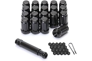 M12x1.25 Lug Nuts 12x1.25 Lug Nuts Black 6 Spline Lug Nuts Anti Theft 1.38" Long Set of 20 M12-1.25 Lug Nuts Acorn Aftermarke