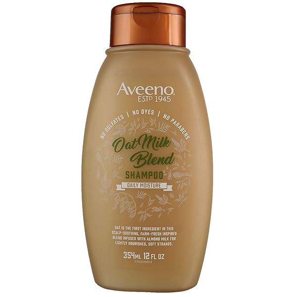 AVEENO FARM-FRESH OAT MILK SULFATE-FREE SHAMPOO WITH COLLOIDAL OATMEAL & ALMOND MILK, MOISTURIZING SHAMPOO FOR ALL HAIR TYPES, SAFE FOR COLOR-TREATED HAIR, PARABEN & DYE-FREE, 12 FL OZ