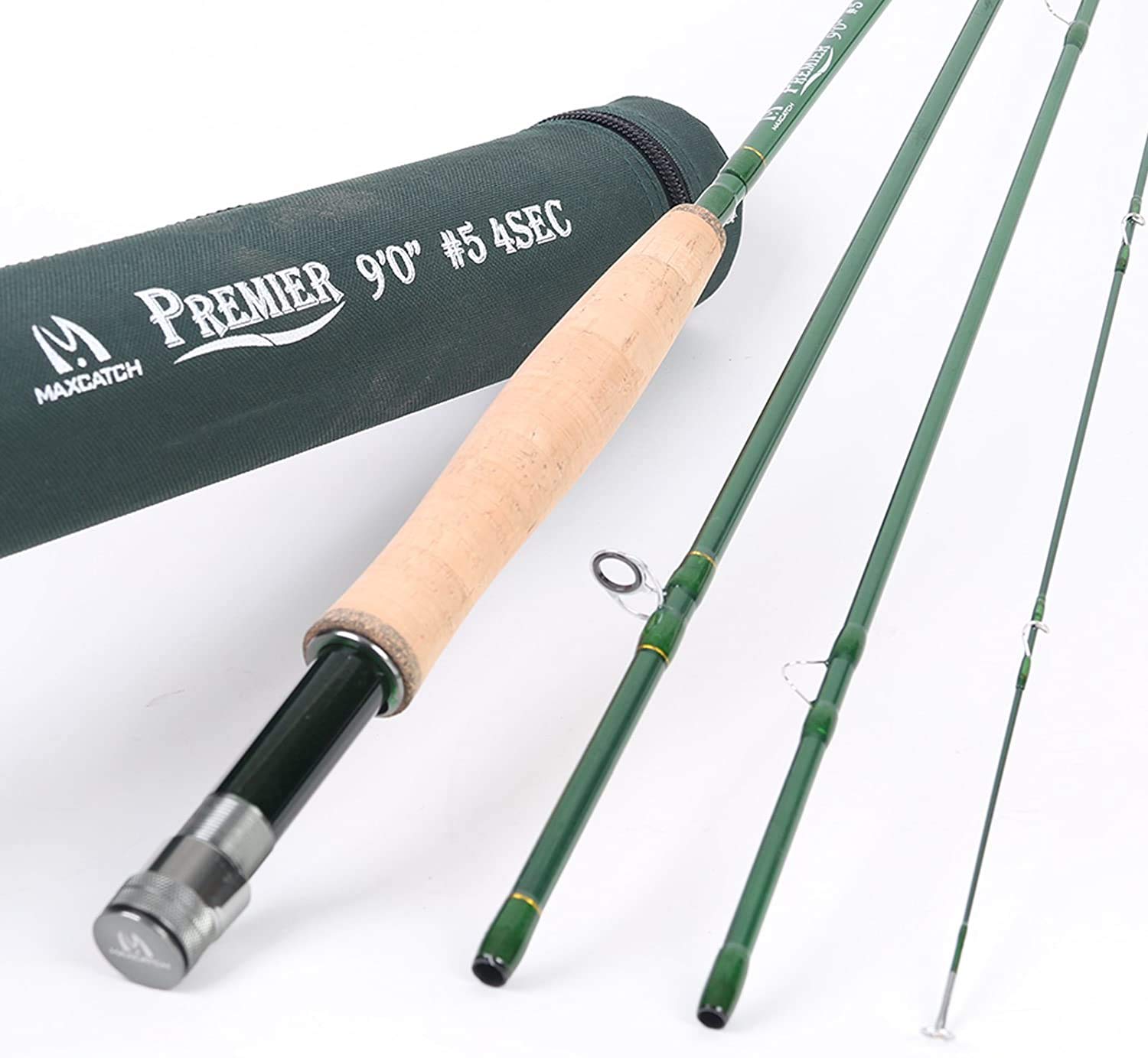 MAXIMUMCATCH Maxcatch 3-12wt Medium-fast Action 4-Piece Premier Fly Rod-IM8 Carbon Blank for High Performance,with AA Cork Grip Hard Chromed Guides and Cordura Tube (Premier Series, 9' 10wt 4sec)