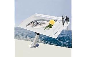 Mershca Bait/Filet Mate Table with Ruler ＆ Rod Holder Mount, Boat Cutting Board Bait Table Filet Board For Fish Cleaning Station, Fishing Fillet Table with Plier Storage and Knife Slot, Marine Accessories For Boats Grill＆Fish Cutting (Extended Professional Version)