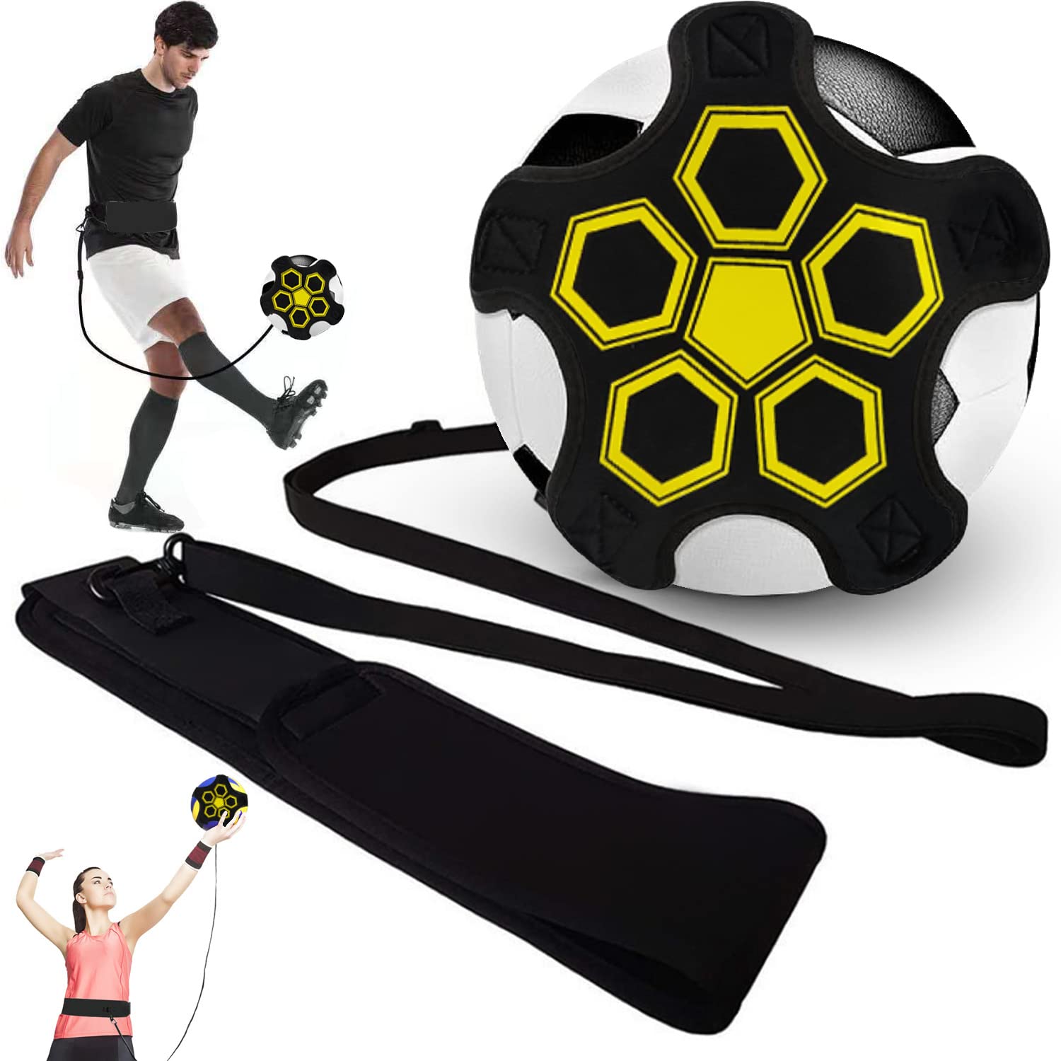 Favuit Football Kick Trainer, Soccer Training Waist Belt - Adjustable Football Training Aid - Hands-Free Solo Practice - Size 3-5