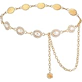 WELROG Metal Waist Chain Belt for Women - Pearls Gold Silver Chain Belts for Dresses Jeans