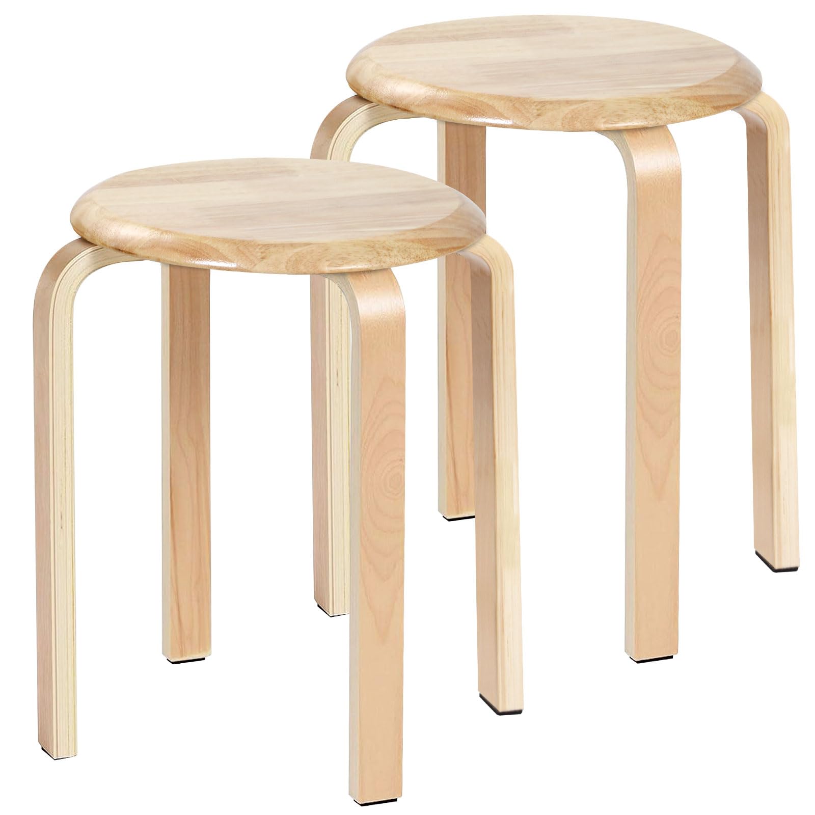 Photo 1 of Yawinhe Wooden Stackable Stool, Portable Barstools with Round Top, Anti Slip Felt Pad, for Dinning, Living Room, Class Room, 11.8''Lx11.8''Wx16.5''H, Natural, 2-Pack