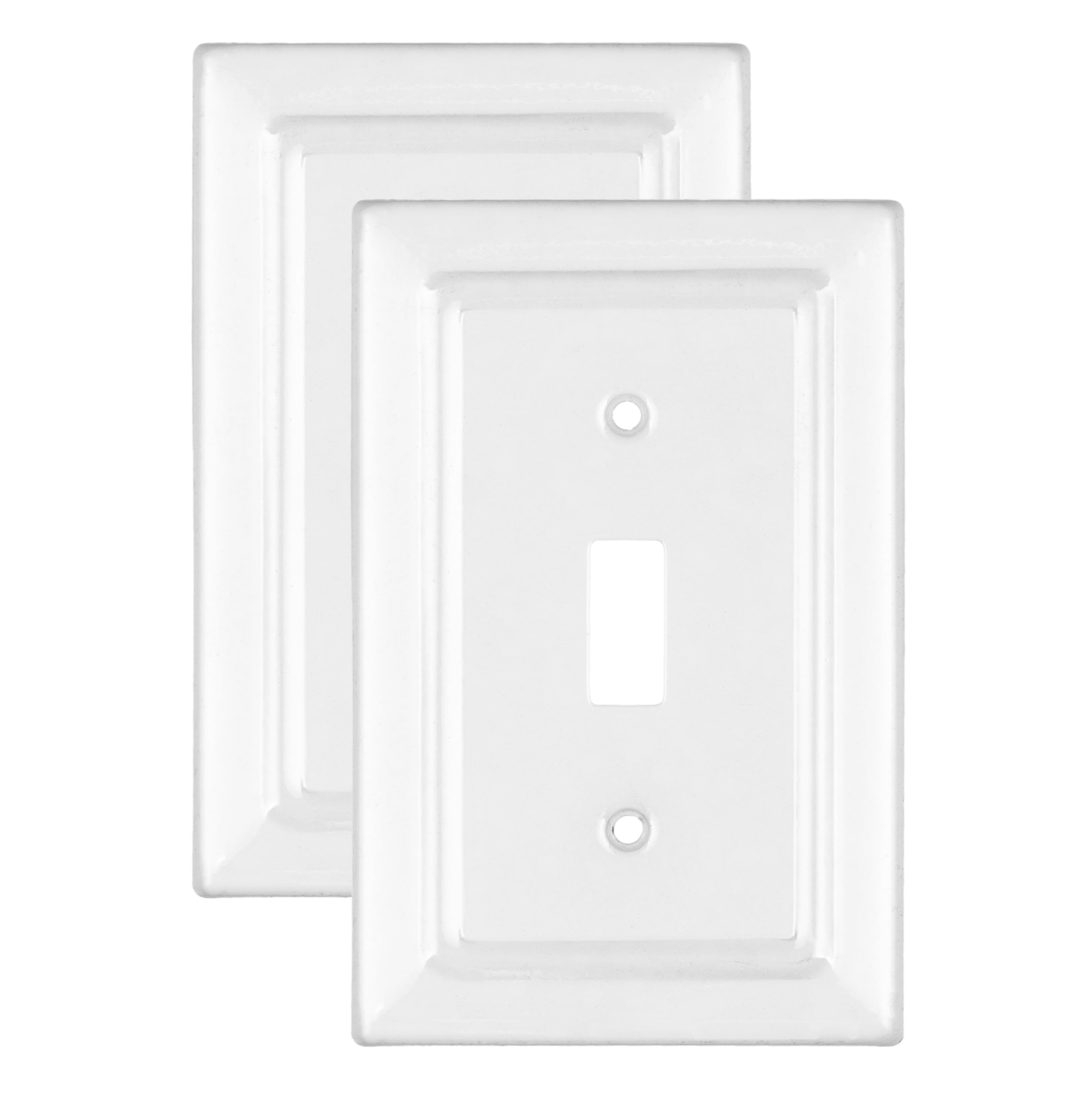 Photo 1 of Monarch Abode 1-Gang Toggle Wall Plate, Architectural Metal Single Switch Wall Plate, Decorative Light Switch Cover Plate for Electrical Outlet, Classic White, Pack of 2