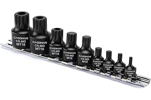 CASOMAN 9-Piece Low Profile Impact Triple Square Bit Socket Set, Includes Storage Rail, 1/4", 3/8" and 1/2" Drive, CR-MO Stee