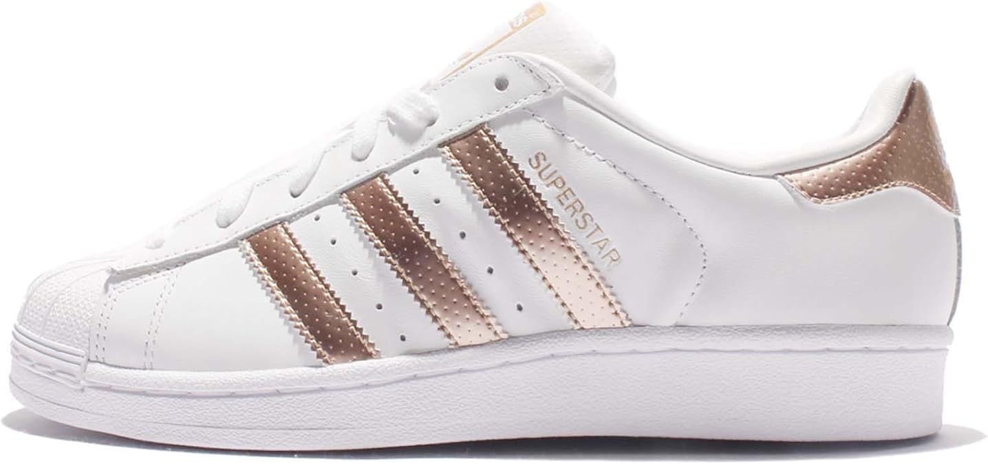 white and rose gold adidas trainers