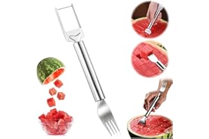 DAMARI Upgraded 2-in-1 Stainless Steel Fruit Cutter，2024 Newest Watermelon Slicer Watermelon Cutter Melon Cutter Tool，Dual Head Fruit Forks Slicer Watermelon Cutter Tool, Summer Fruit Cutting Fork for Home