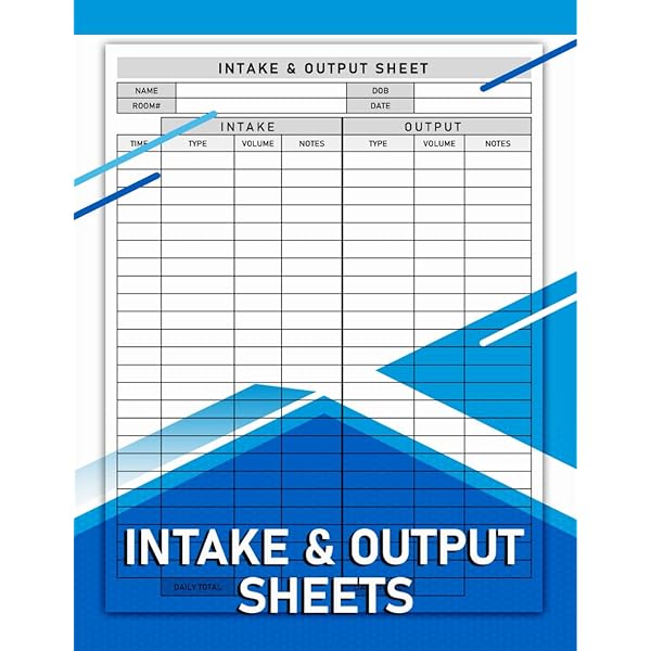 Intake and Output Nursing Sheets: Total daily intake and output of fluids over 24 hours.: Editions, nursintakeoutput: Amazon.com: Books for Free Printable Intake And Output Chart