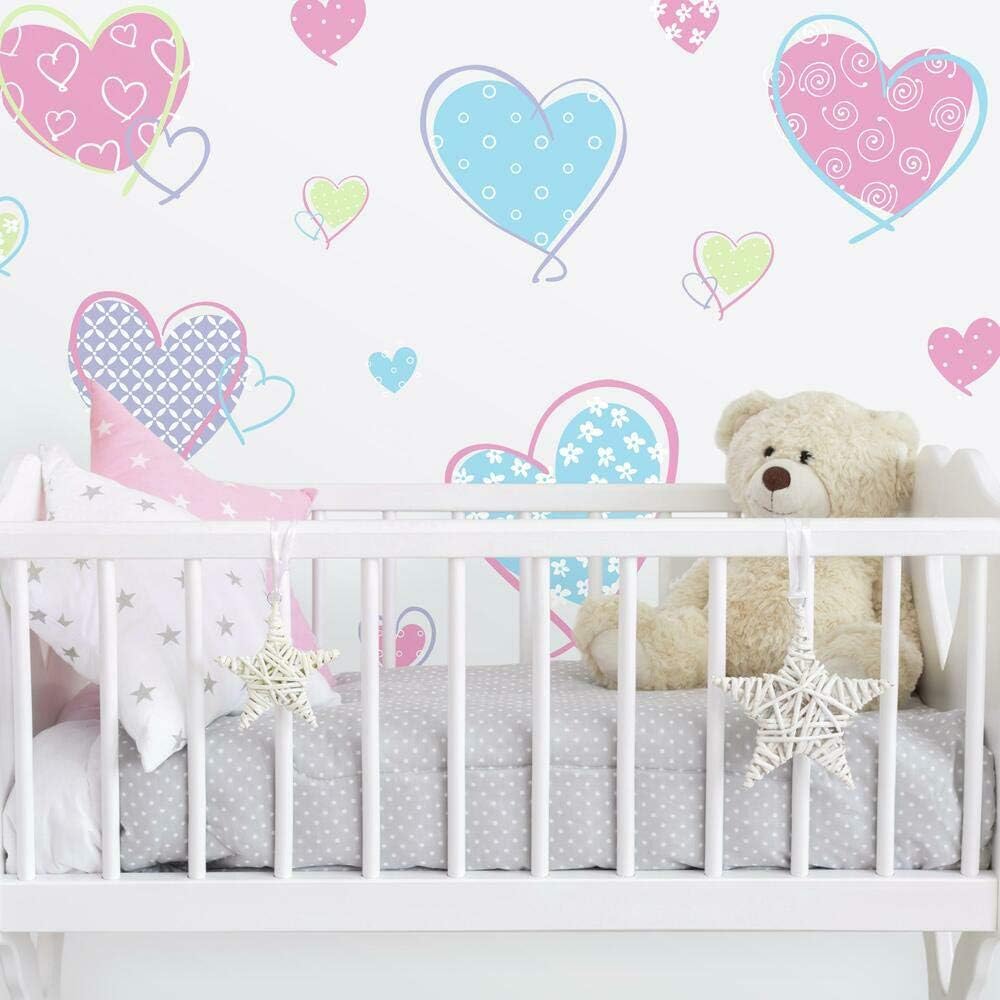 RoomMates Repositionable Childrens Wall Stickers - Hearts, Multi-coloured, 26.5 cm L X 25 cm W