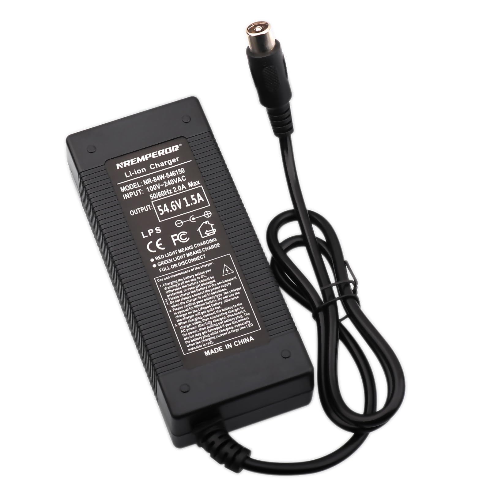 Photo 1 of 48V Battery Charger Output 54.6V 1.5A RCA 10mm Plug Jack Convenient for 48V 13S Lithium 10Ah 12Ah 15Ah 20Ah Health Care