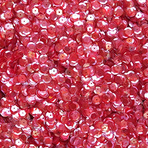 8mm Cup Sequins Ruby Crystal Iris Rainbow Iridescent Loose Facet Paillettes Made in USA