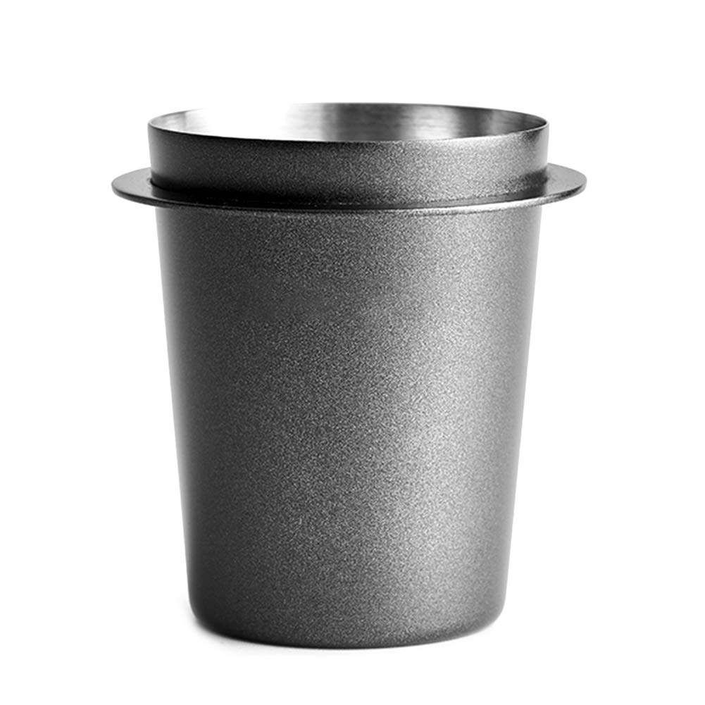 jiashemeng Coffee Portafilter Dosing Cup, 58mm Coffee Dosing Cup, Stainless Steel Coffee Dosing Cup Powder Feeder Part for 58mm Espresso Machine (Black)