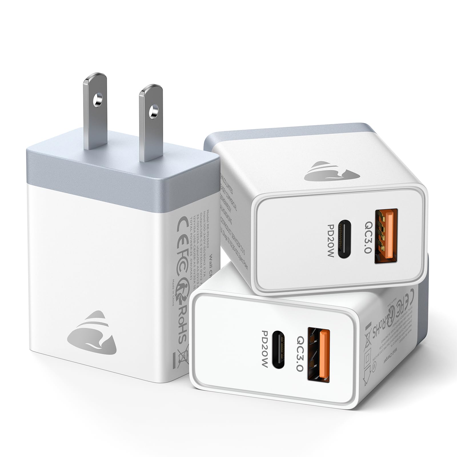 Photo 1 of [3 Pack] USB C Charger Block, 20W Dual Port Type C Wall Charger Fast Charging Blocks USB Charging Block PD Power Adapter Plug Cube for iPhone 16/15/15 Pro/14/13/12, iPad, iwatch, Samsung