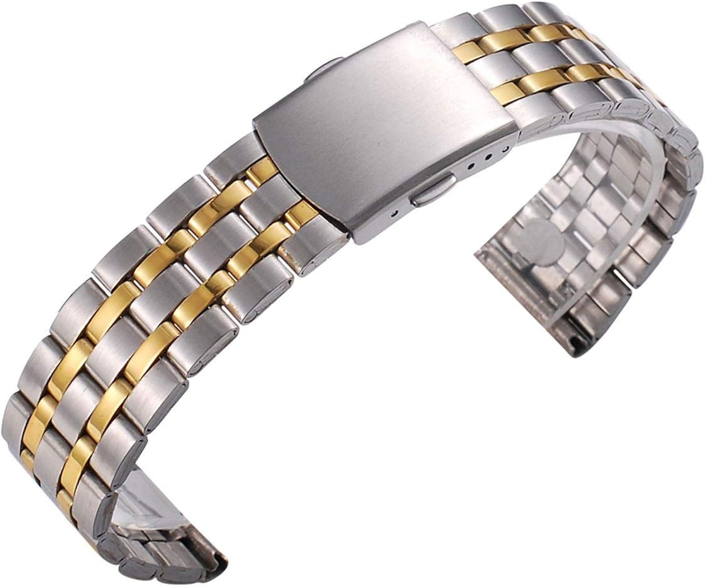 Watch Strap Silver Gold Men Watch Band Strap Stainless Clasp Wrist