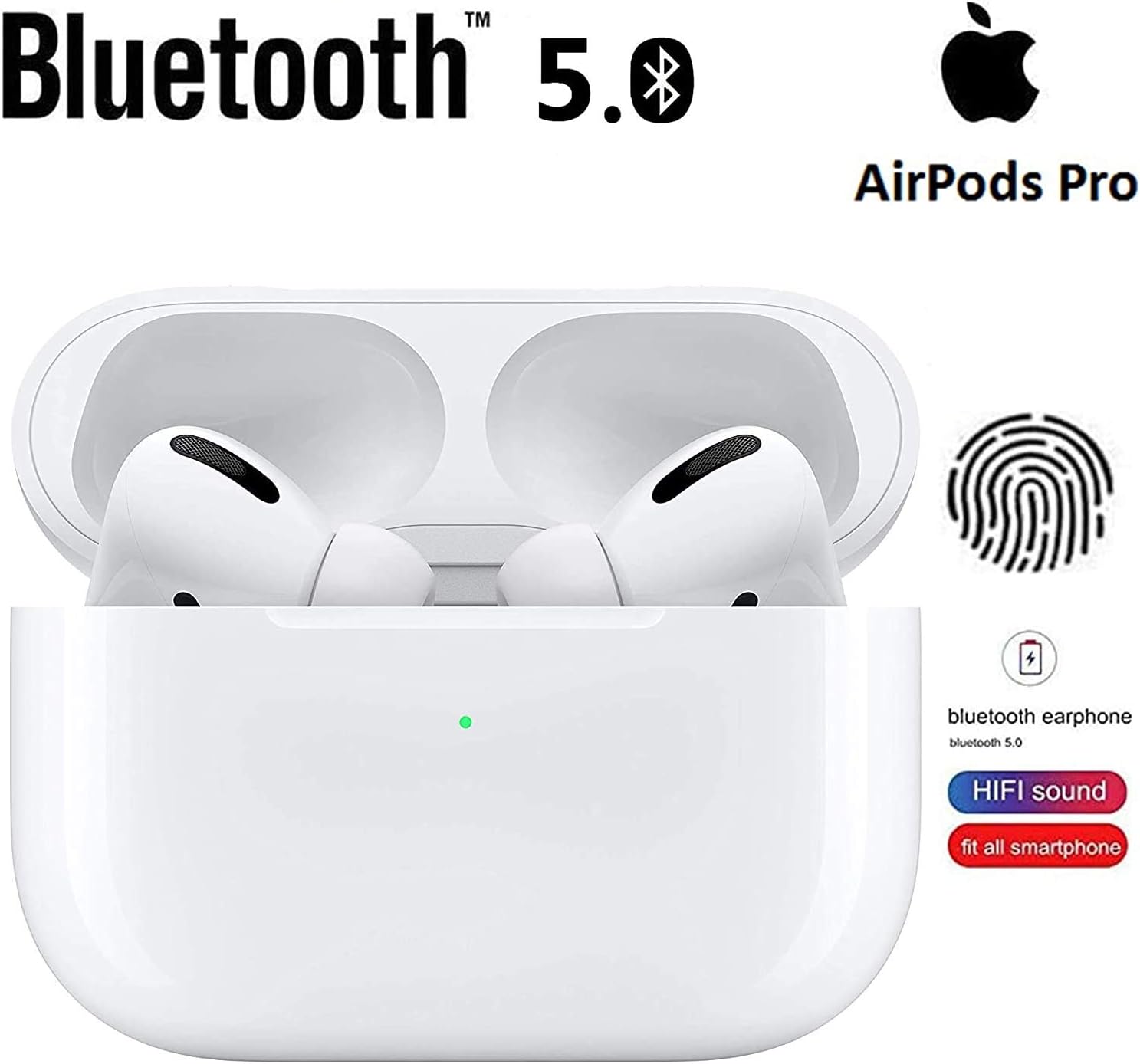 Bluetooth 5.0 Wireless Headphones,Touch Headphones with Microphone, Automatic Pairing, IPX5 Waterproof HIFI Stereo Headphones,for Apple/AirPods Pro