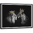 Novatique Lion Canvas Wall Art Lion Picture Wall Decor Animals Poster Painting Prints Framed Art Ready to Hang for Bathroom Bedroom Decor,12x16 inch