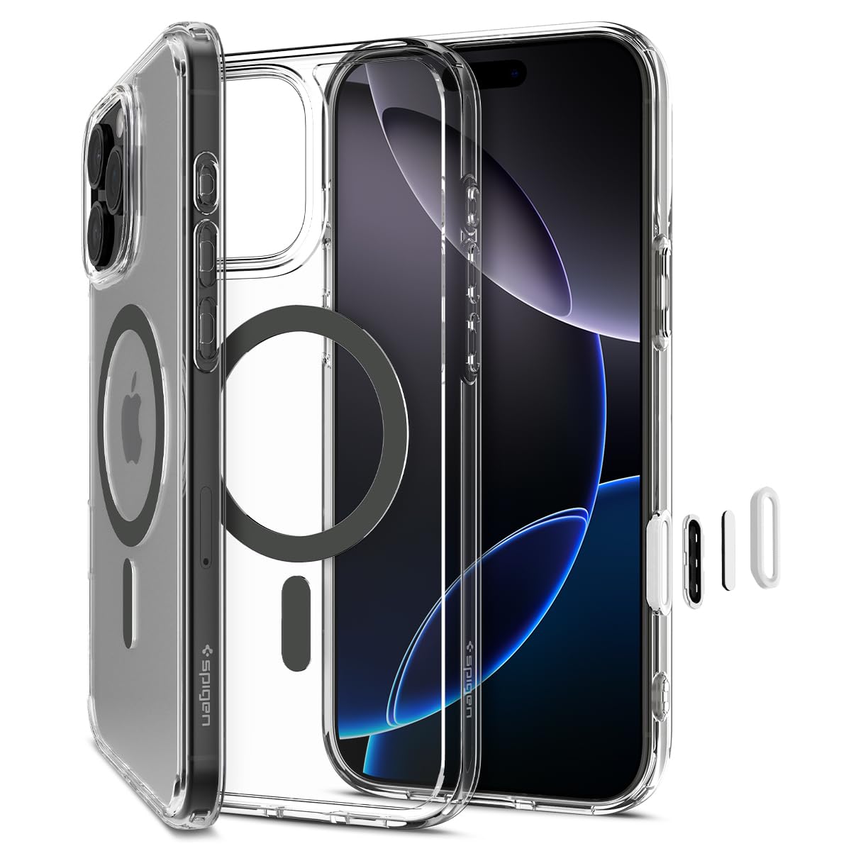 Spigen Ultra Hybrid T MagFit Case for iPhone 16 Pro Max [Camera Control Covered] [MagSafe Compatible] - Clear Graphite