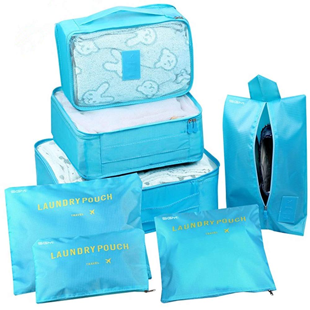 7Pcs Travel Storage Bags Clothes Packing Cubes Luggage Organizer Pouch