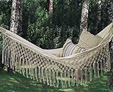 Fringed Macramé Hammock Cotton Tree Hammock Swing Bed for Patio,79