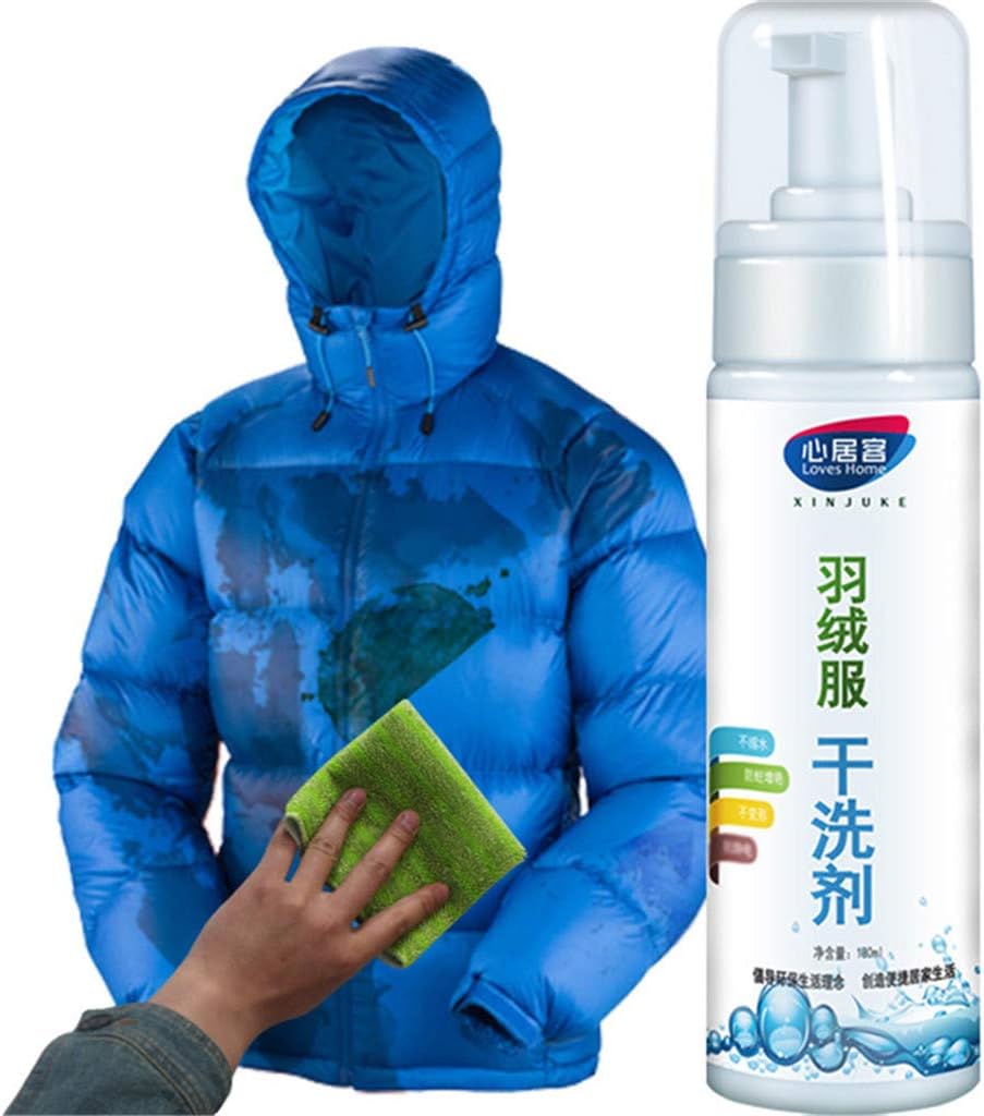 Rinse-Free Super Foam Cleaner, Multi Purpose Household Cleaning Supplies Wash-Free Spray Down Jacket Waterless Clothing Cleansing Foam Washing Machine Cleaner (1PC Down Cleaner)