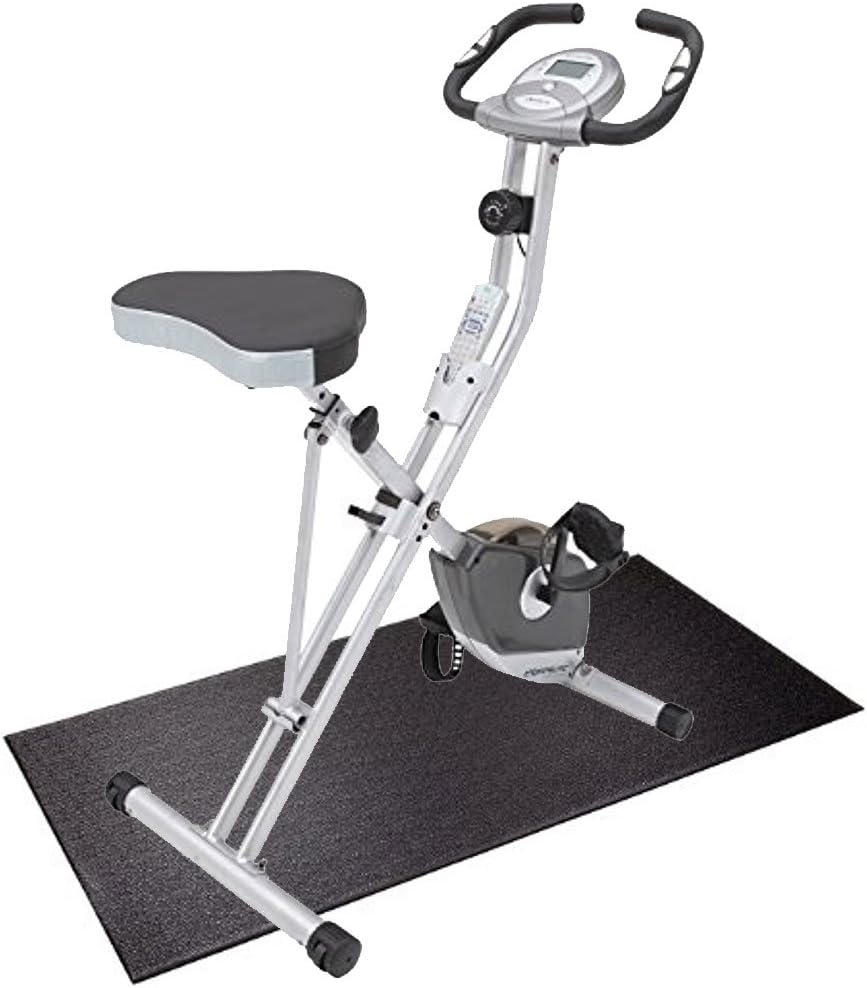 Bundle Includes 2 Items - Exerpeutic Folding Magnetic Upright Bike with Pulse and SuperMats Heavy Duty P.V.C. Mat for Cardio- Fitness Products (2.5-Feet x 5-Feet)