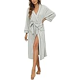 HEARTNICE Womens Cotton Robe, Soft Kimono Spa Knit Long Bathrobe Lightweight Loungewear
