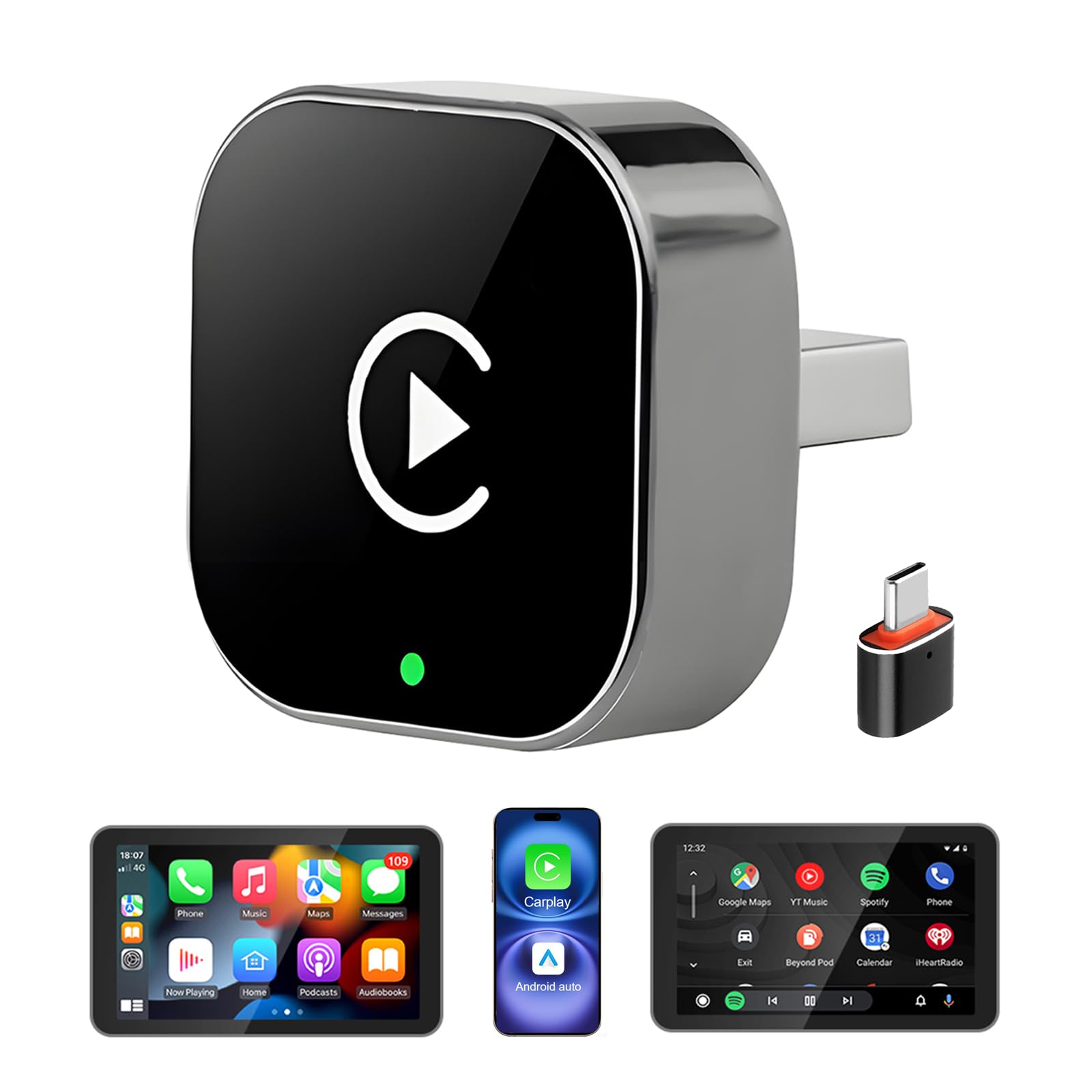 Photo 1 of Wireless CarPlay Adapter 2026 Upgraded,CarPlay & Android Auto 2-in-1, Mini USB Design for Cars with Wired CarPlay,Fast Auto-Connect,Plug & Play,for Apple iOS 10+, Android 11+ Version