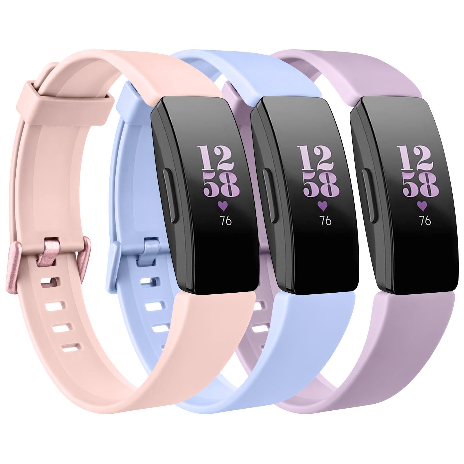Fitbit Inspire HR/Inspire 2 Compatible Straps for Women Men - Soft Silicone Sport Replacement Band (S, Pack E) — image 1
