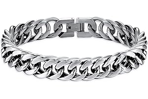 LUCKY2+7 Mens Bracelet - Stainless Steel Fold Over Clasp Cuban Chain Bracelets Mens Jewelry Gifts for Dad Grandpa Boyfriend Husband Son Brother