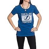 Calhoun NHL Womens Acid Wash Round Neck Block Logo T-Shirt