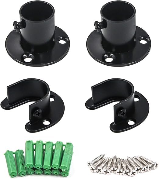 Stainless Steel Closet Pole Sockets,2 Pack of Heavy Duty Closet Shower