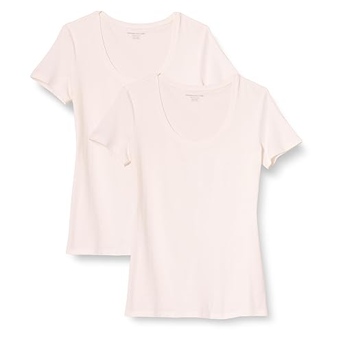 Amazon Essentials Women's Regular-Fit Short-Sleeve Scoop Neck T-Shirt (Available in Plus Size), Pack of 2, White, XX-Large