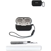 Case for Technics EAH-AZ100 Technics Reference Class Hi-Fi Wireless Earbuds,Soft Protective,BOVUGAC Silicone Case Cover with Keychain & Cleaning Kit & Lanyard for Technics EAH-AZ100-K Earbuds-Black