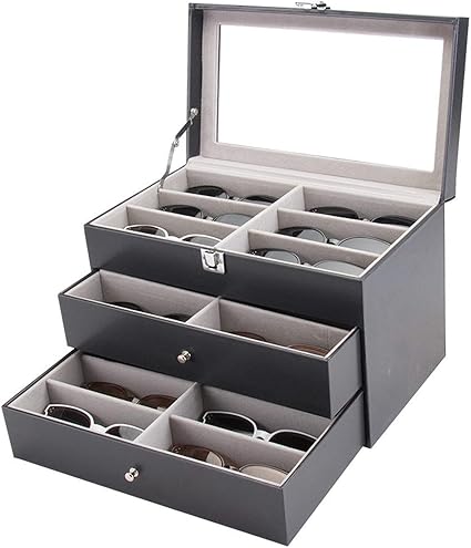 Caja de Gafas Estuche de Gafas de Sol Organizador, Negro ...